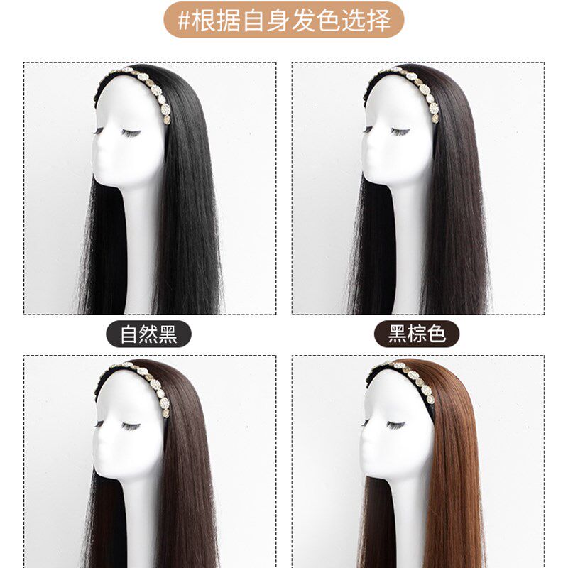 真发发箍半头套假发女长发直发懒人发箍一体式假发发箍中长款60长
