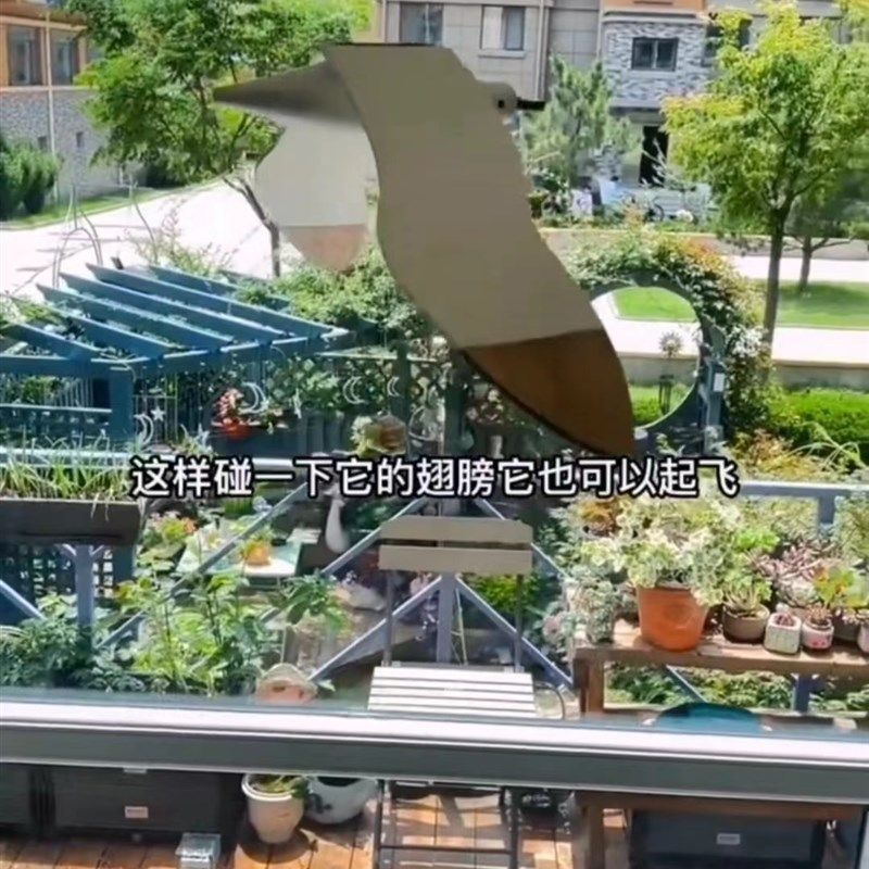 di创意木制会飞翔的海鸥儿童房民宿空中悬挂吊饰逗猫玩具手工艺品