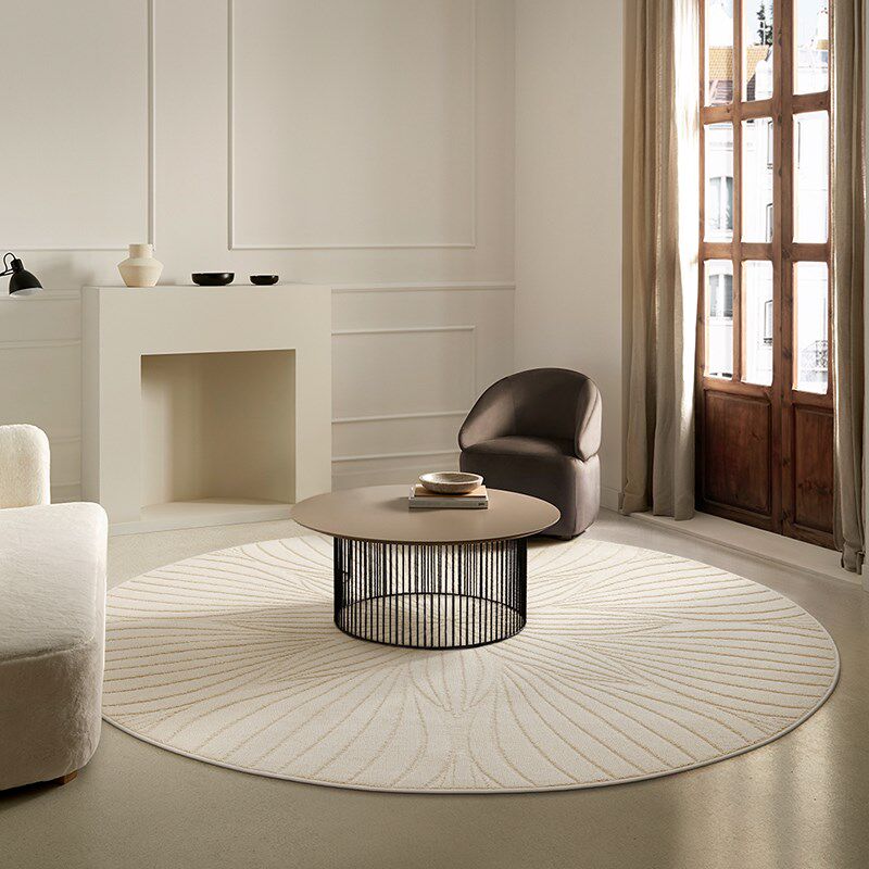 客厅地毯防水防污免洗可擦圆形极简侘寂风沙发卧室书房地垫免打理