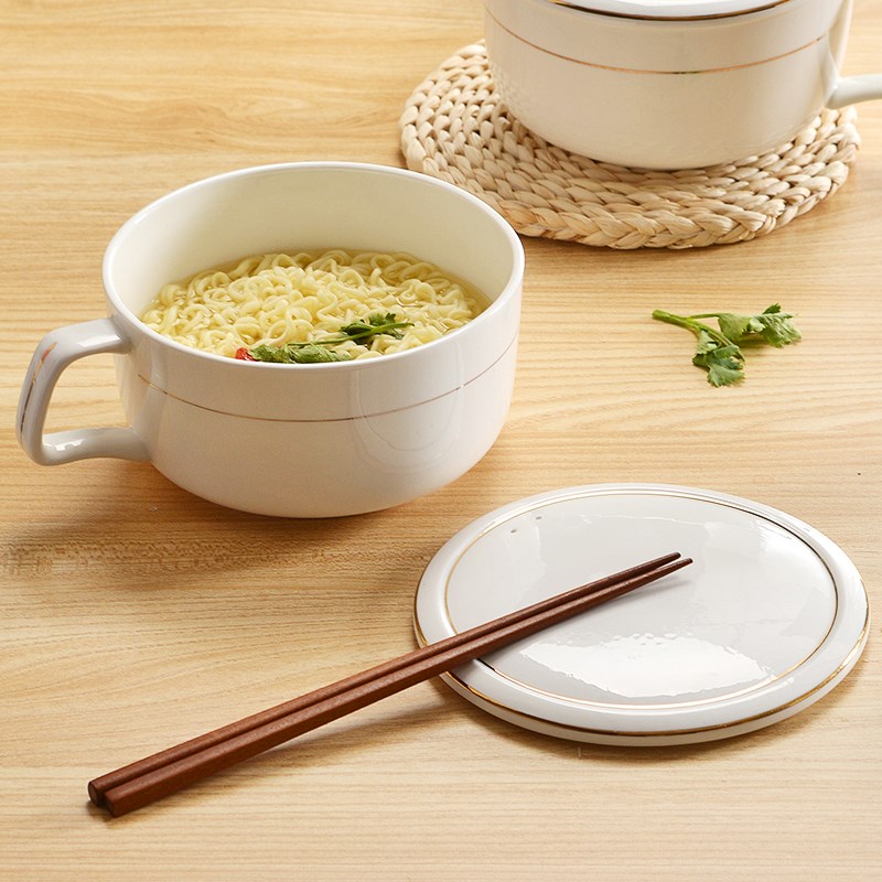陶瓷泡面碗带盖碗微波炉专用的碗蒸碗家用饭盒骨瓷饭碗上班蒸蛋碗