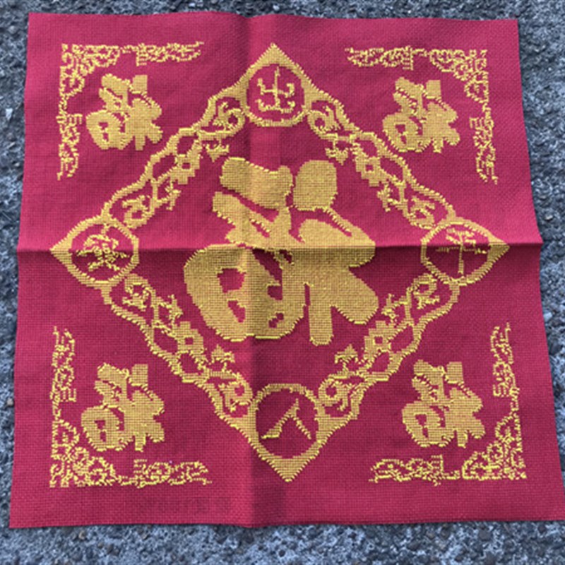 纯手工十字绣成品五福临门出入平安福正方形新款客厅包邮50X50cm