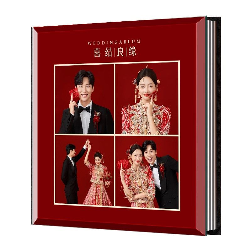 做相册本纪念册婚纱照影集定制高级感情侣照片精修入册立体书相簿