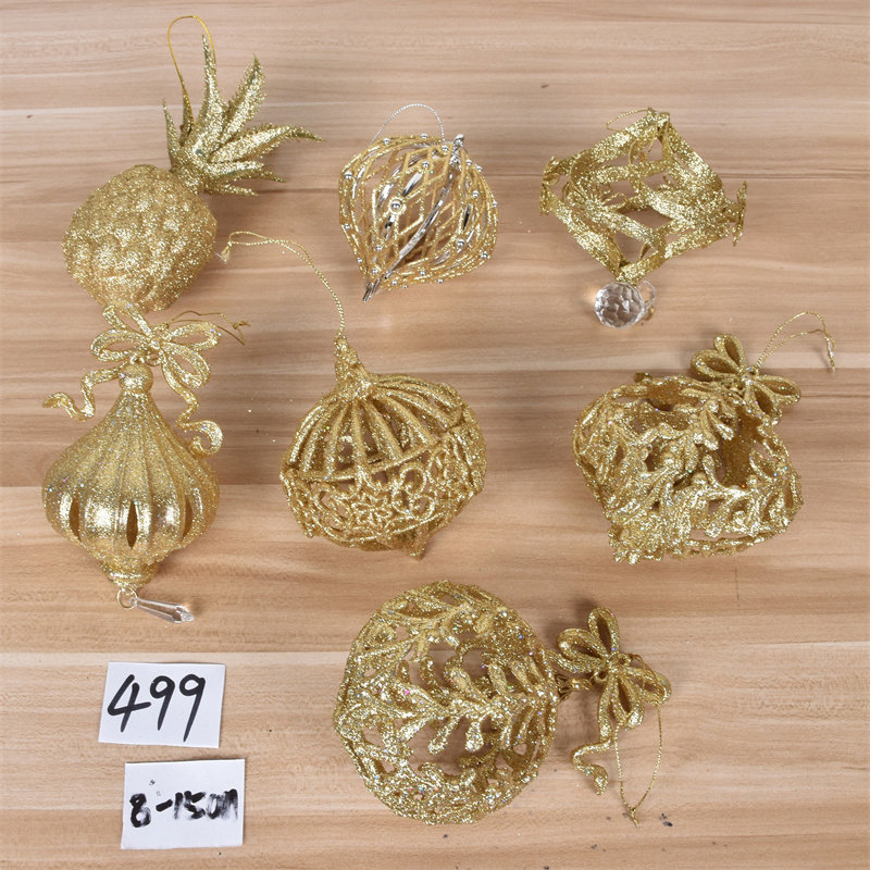 圣诞节装饰用品金色创意塑胶吊饰挂件雪花麋鹿圣诞树商场橱窗布置