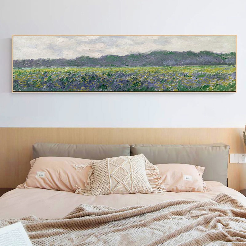 莫奈装饰画田园乡村风景画主卧床头挂画卧室装饰画复古房间墙壁画