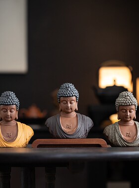 新中式释迦摩尼佛像摆件如来佛头陶瓷工艺品禅意家居玄关桌面装饰