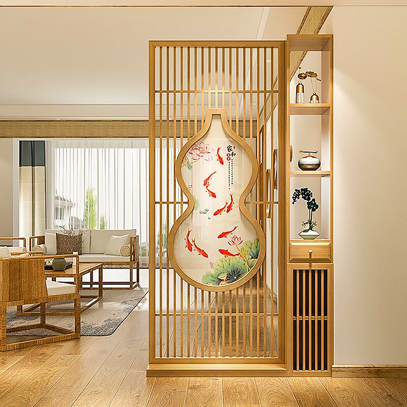 新中式屏风隔断客厅古典葫芦福禄入户门柜餐厅玄关实木遮挡置物架