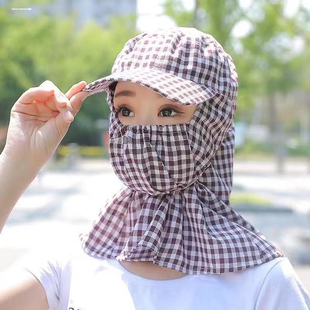 采茶帽防晒帽帽子男女夏骑行帽子工作田间遮阳护脖透气防风防尘帽