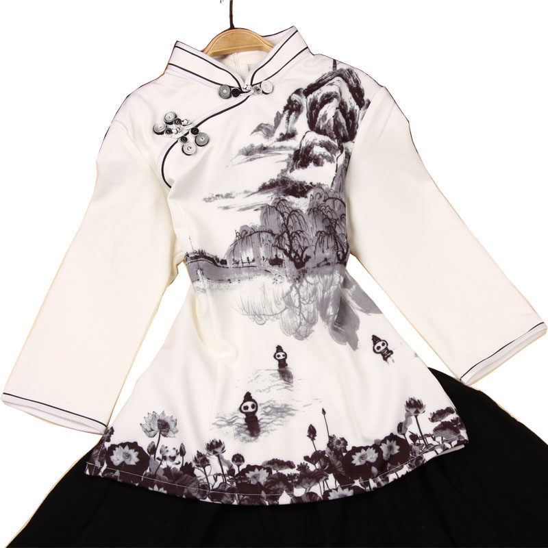 改良时尚修身短款唐装复古中式女装汉服茶服春夏装袖旗袍上衣