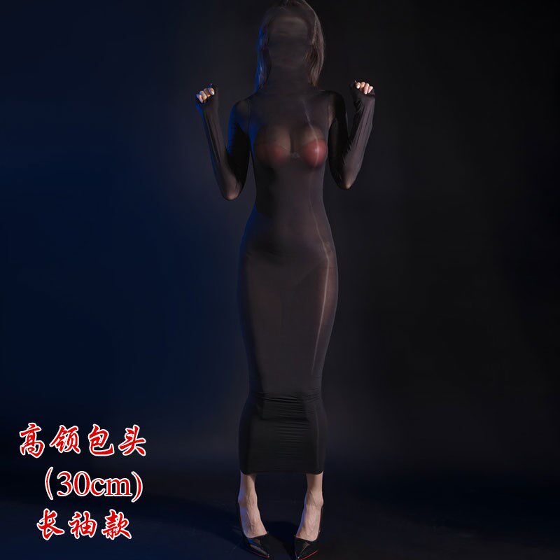 【无缝裙】912针薄无侧缝无袖长袖油亮丝滑手指连衣裙可定制长度