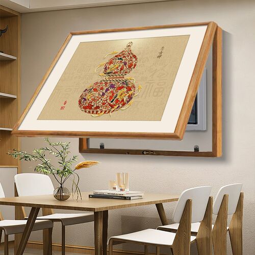新中式实木电表箱装饰画葫芦好寓意电闸开关盒遮挡挂画网线盒壁画