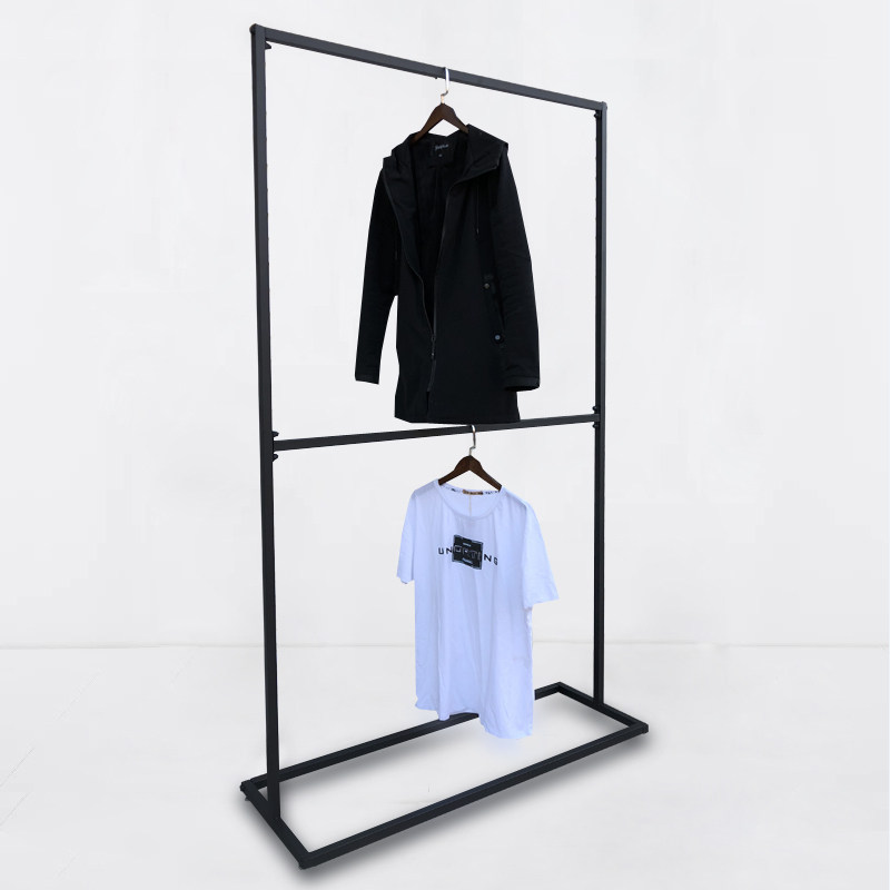 衣帽架晾衣架卧室阳台衣帽间双层服装架简约落地式双杠挂衣服架子