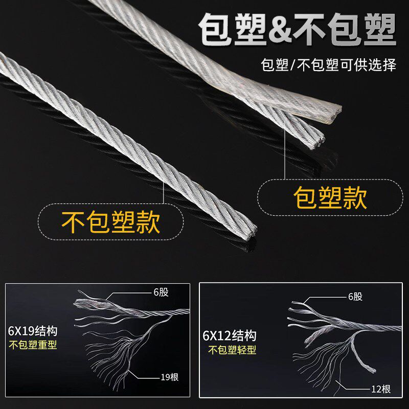 镀锌钢丝绳不包塑缆风绳生命线安全绳外架防护固定捆绑拉线6-12mm