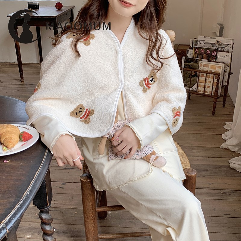 秋冬季月子披肩膀防寒睡觉哺乳喂奶产孕妇坐月子保暖护肩颈小披肩