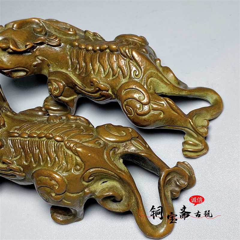 古玩铜器实心加大号貔貅手把件瑞兽镇宅招财茶宠茶台文房镇尺摆件