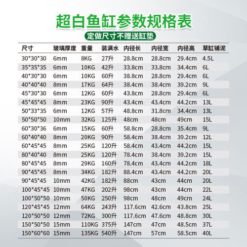 金晶玻璃五线矮缸浅龟缸超白缸方缸草缸造景定制鱼缸客厅小型裸缸