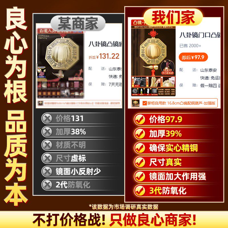 八卦镜门口凸镜面镜凹镜太极纯铜镇窗户店铺宅大门口平面九宫阳台