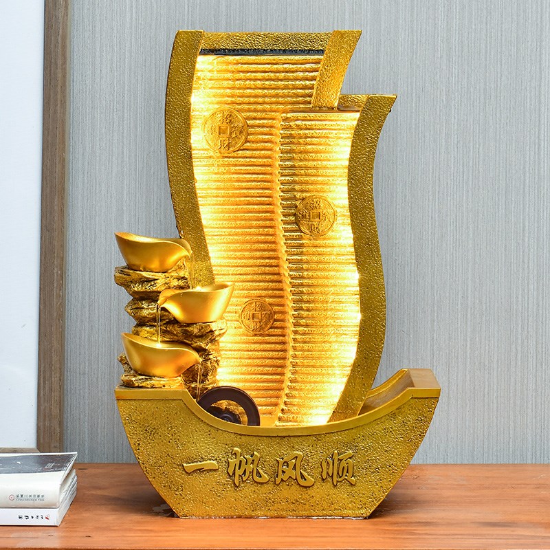 一帆风顺招财假山景观客厅流水摆件循环水公司店铺风水轮开业礼品