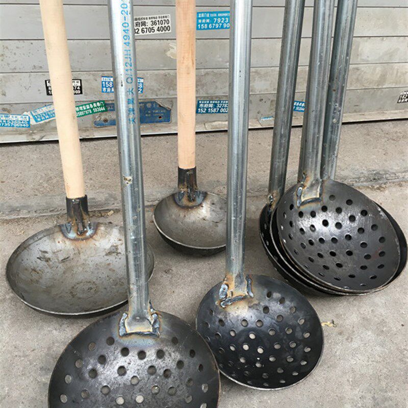 钢板铁勺加厚大漏勺长柄捞渣勺笊篱清理下水道淤泥挖泥土掏粪勺子