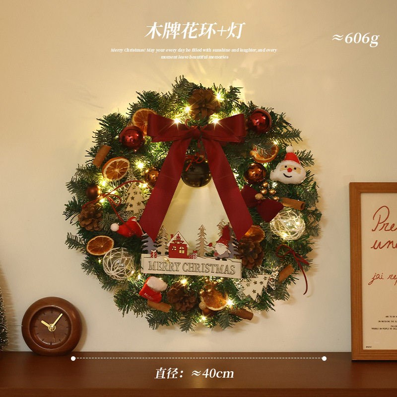圣诞节新款装饰花环客厅门挂礼物墙面装扮场景布置藤条周边墙挂