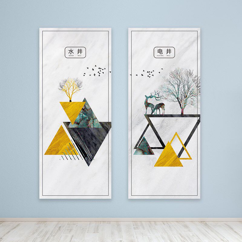 水电井贴纸画水暖管道井门电表房装饰遮挡防水自粘贴纸画个性定制