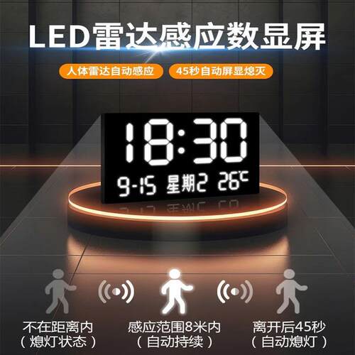 数显屏挂钟玄关装饰画led数字电子时钟走廊壁画高级感发光氛围灯
