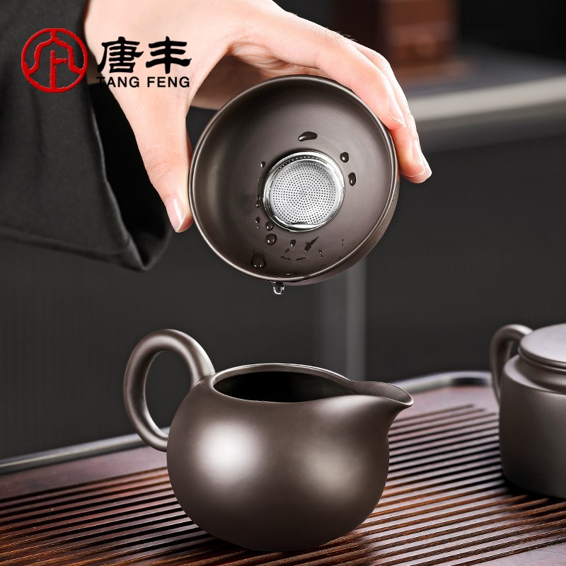 唐丰紫砂功夫茶具组 轻奢风高档手工紫砂壶 茶具套组德化陶瓷