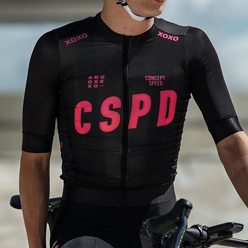CSPD公路车专业骑行服短袖男款牛奶丝修身竞技版透气自行夏季速干