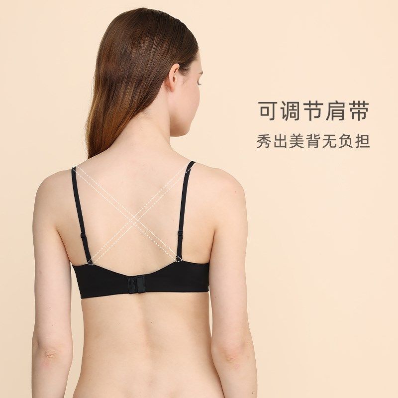 内衣女无钢圈小胸平胸文胸夏薄款法式三角杯显胸小少女pima棉胸罩
