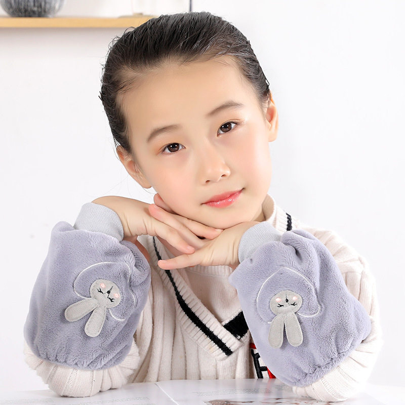 儿童袖套女童春秋冬中长短款宝宝套袖婴幼儿可爱长毛绒布小孩护袖