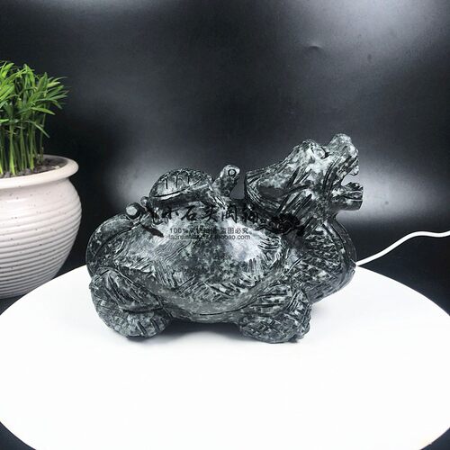 天然独山玉龙龟摆件玉石龟子母龟家居客厅简约桌面长辈送礼工艺品