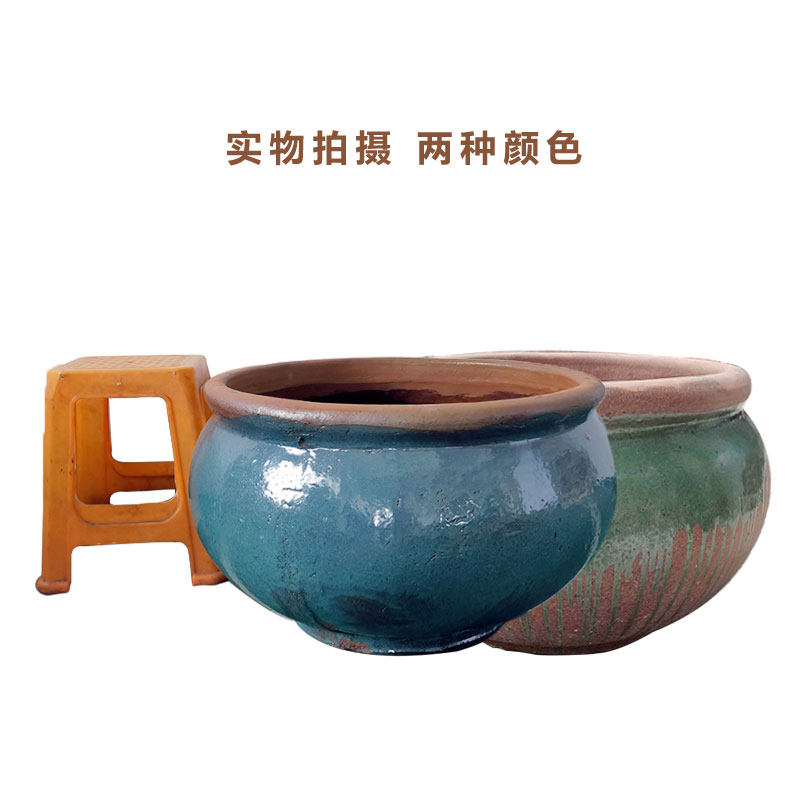 粗陶花盆庭院花园装饰简约复古陶缸橱窗阳台景观摆件大号陶土陶罐