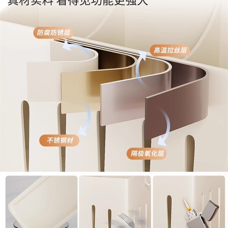 刀架置物架菜刀具收纳架盒不锈钢2026新款壁挂式厨房筷子筒笼一体图片