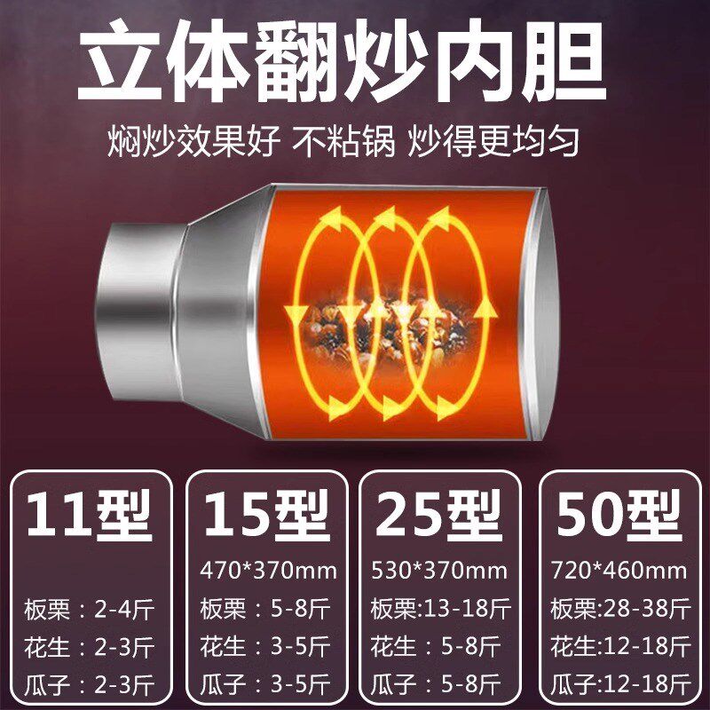 新型全自动小型炒货机商用多功能电磁炒瓜子机器燃气滚筒板栗机