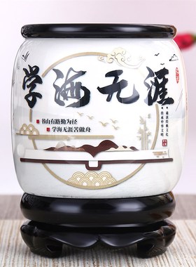 桌面旋转笔筒轻奢高级感创意可爱办公室装饰摆件实用毕业礼物定制