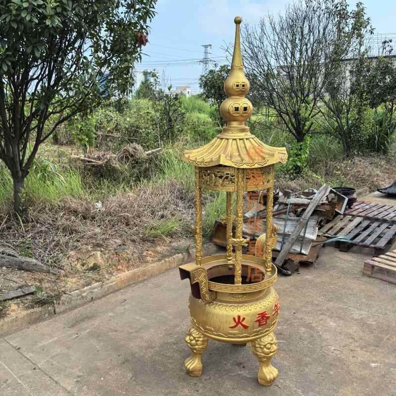 寺庙道观大型六龙柱圆形宗祠室外香炉祠堂铸铁户外纯铜生铁
