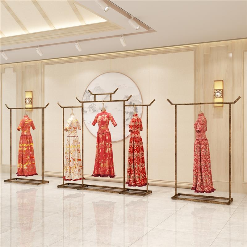 新中式服装店展示架汉服婚纱礼服陈列架彷古秀禾架复古落地展示架
