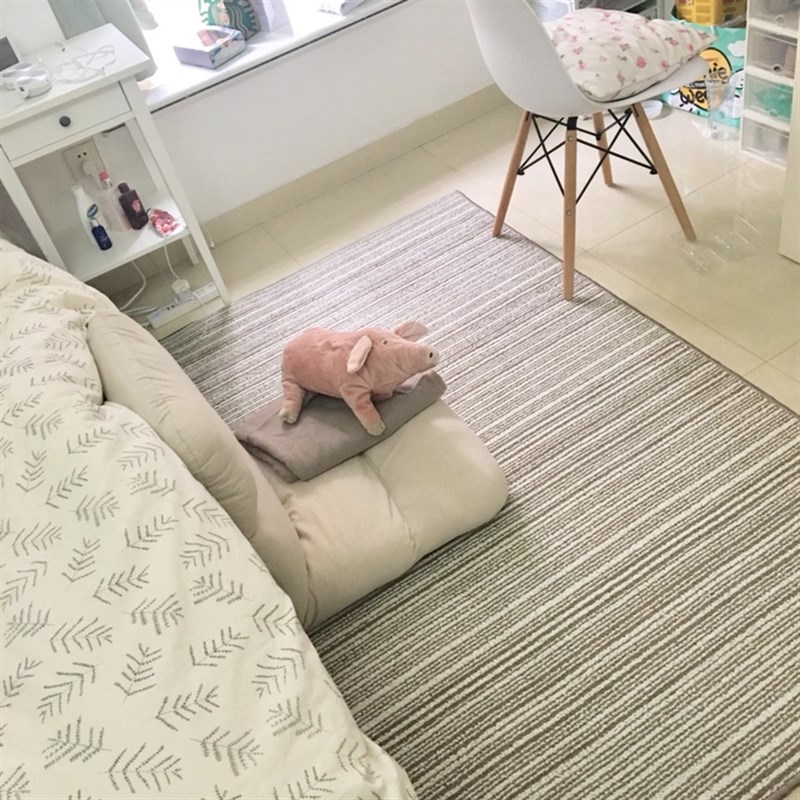 北欧简约现代地毯 客厅茶几卧室ins风素蓝色地中海风格地垫定制