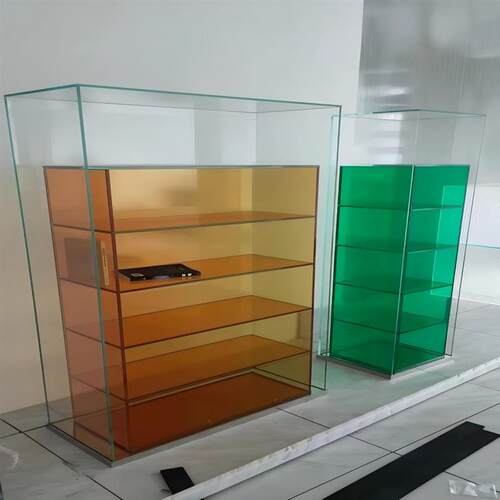 意式极简落地置物架家用陈列柜杯子收纳柜多层玻璃展示柜书架靠墙