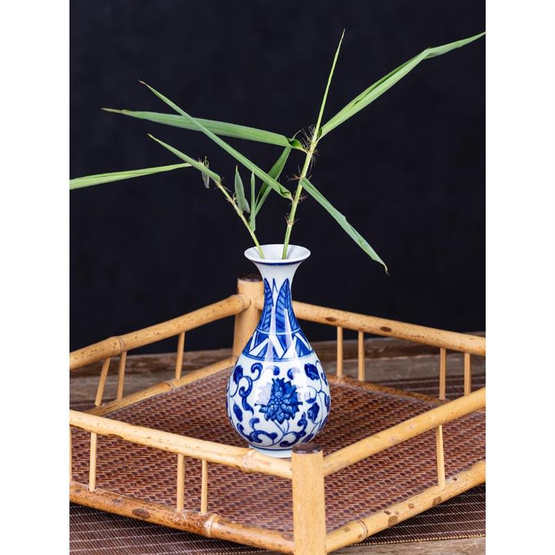 迷你瓷器景德镇青花瓷陶瓷小花瓶摆件水养特小号博古架桌面装饰品