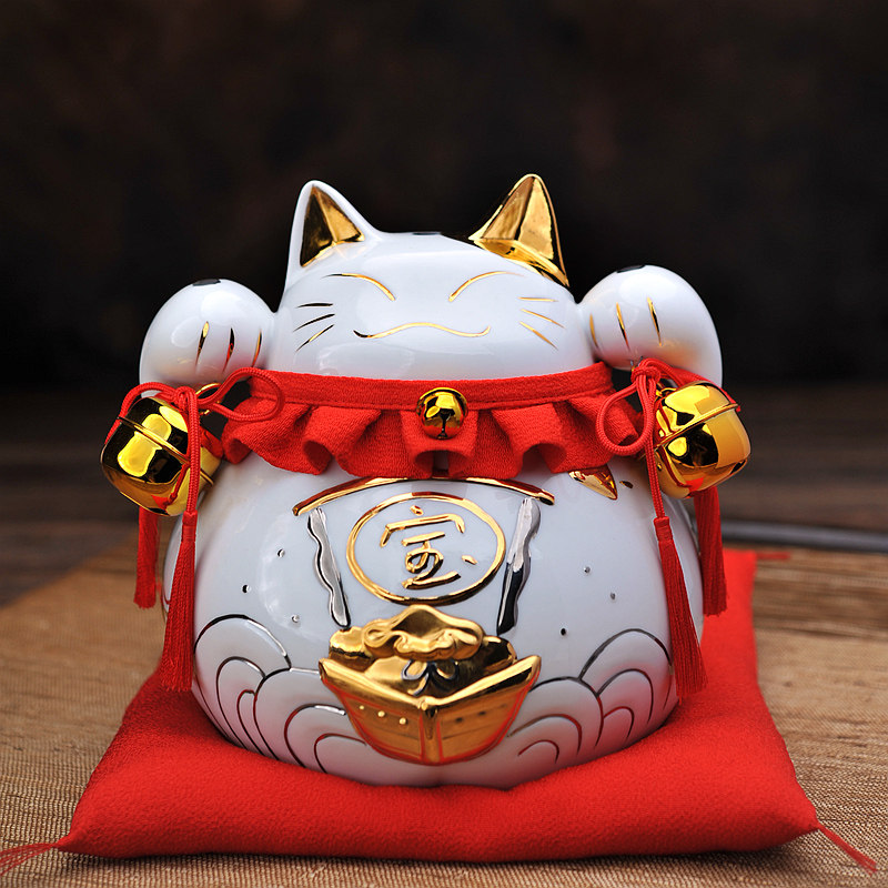 金宝船招财猫摆件 开业乔迁礼物 带玻璃罩宝船摆件 2025新款