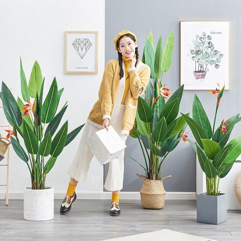 北欧仿真吉祥鸟大型植物盆景鹤望兰假绿植客厅室内落地花卉假花