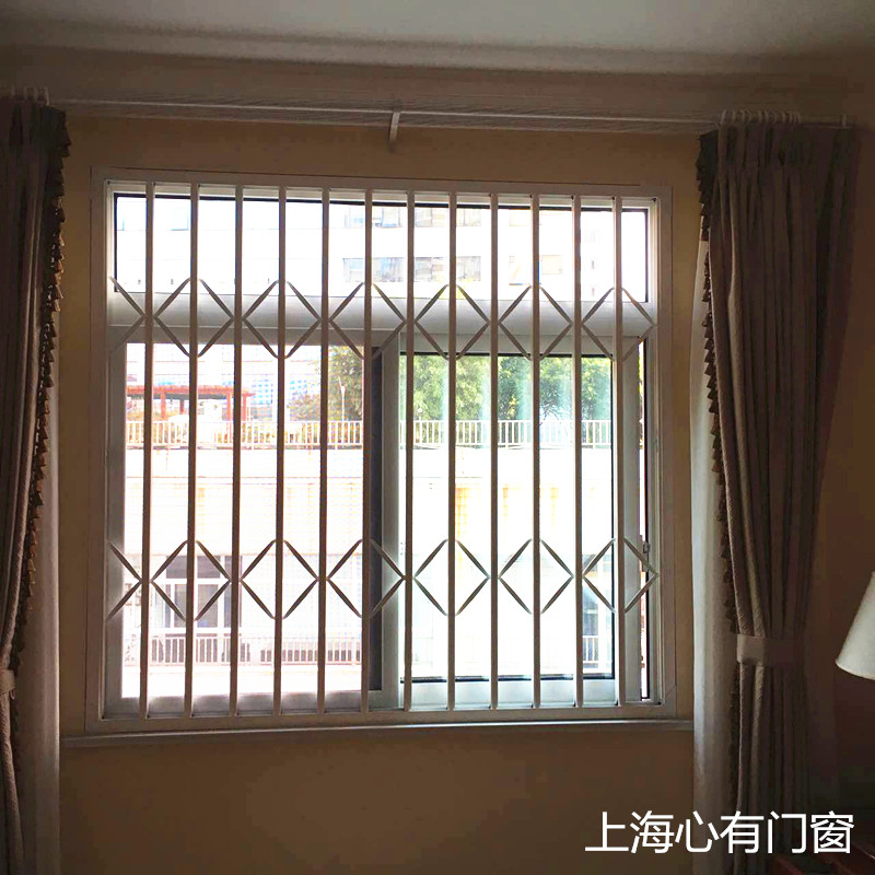 上海定做固定防盗窗 铝合金儿童防护栏带锁可拆卸 隐形防护网不锈