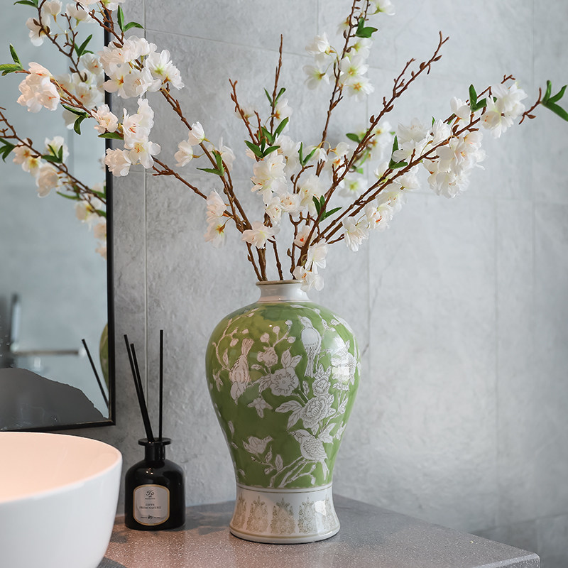 芙菡居品梅瓶手绘Make青花彩瓷花瓶水培鲜花摆件