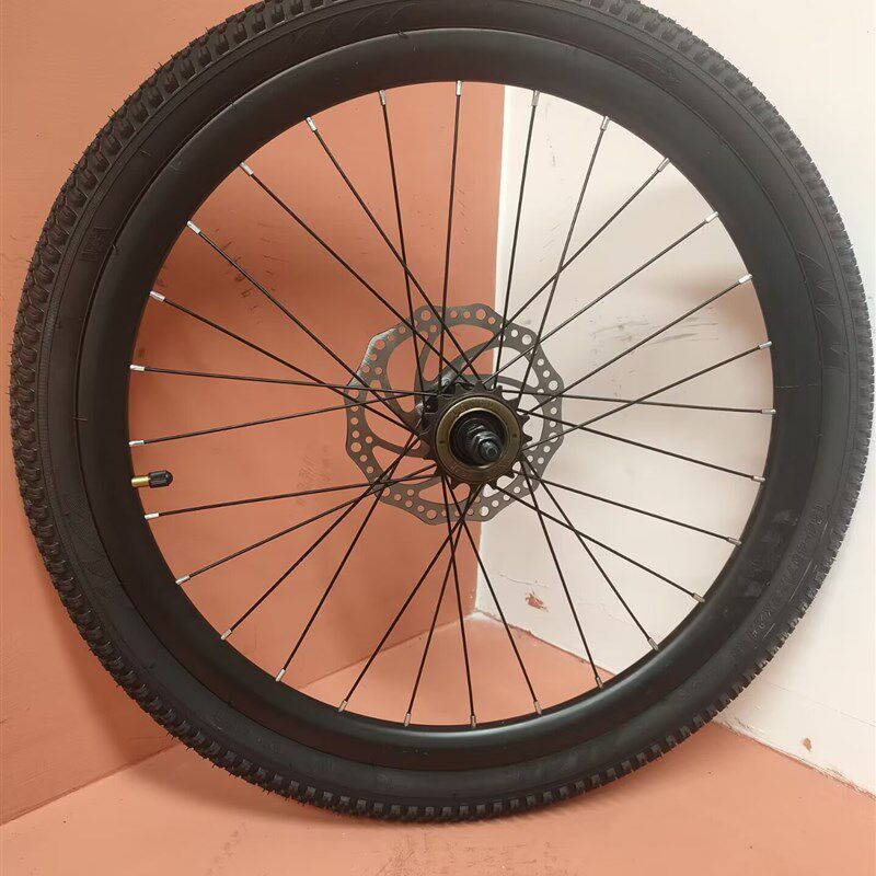 登山自行车前后轮组20/22/24/26寸铝合金车圈旋式碟煞旋飞实心轴