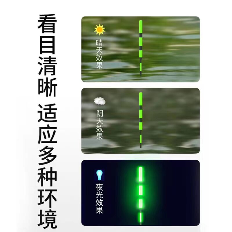 日夜两用夜光漂咬钩变色三目加粗醒目电子漂夜钓鱼漂鲫鱼鲢鳙浮漂