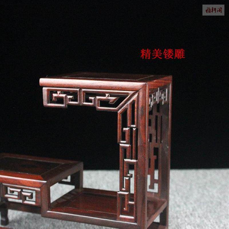 酸枝木小多宝格古玩茶壶饰品摆件架子红木博古架花瓶奇石高低底座