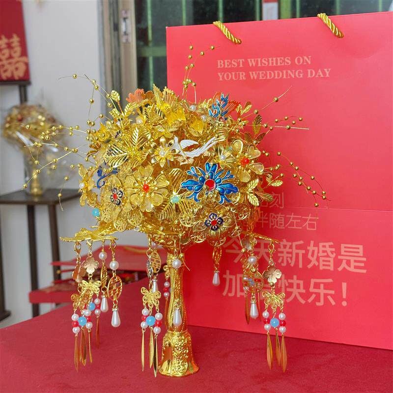 金色新娘手捧花中式闺蜜婚礼高级手工制作结婚礼物DIY材料包成品