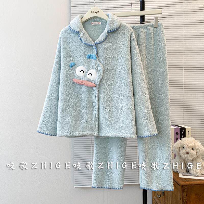 半边绒小丑鱼睡衣女加厚秋冬季2睡衣/家居服套装