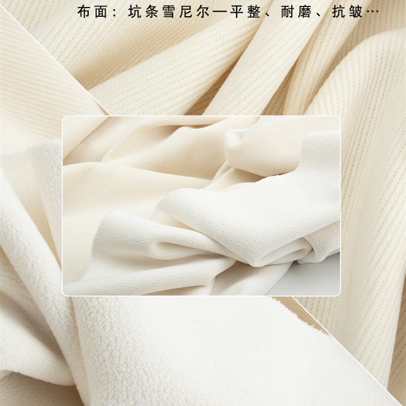 高档加绒雪尼尔布料秋冬加厚覆合细条灯芯绒保暖纯色裤子服装面料