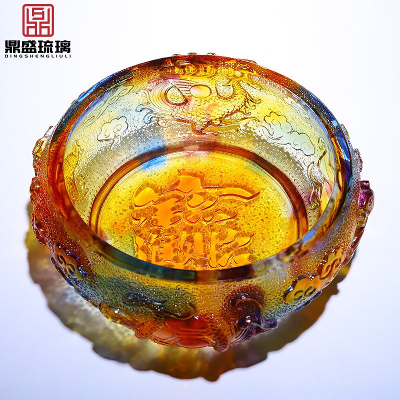 琉璃四神兽招财进宝聚宝盆风水吸财摆件家用入户钥匙收纳开业礼